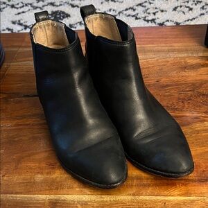 Black leather booties